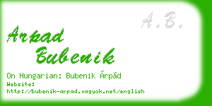 arpad bubenik business card